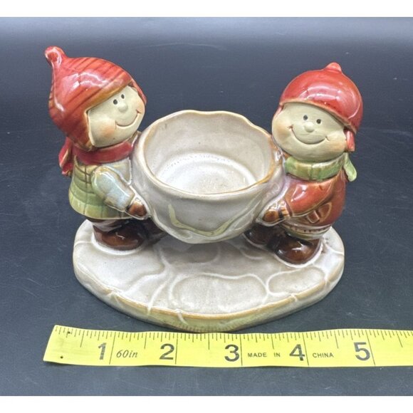 Yankee Candle KIDS w/ SNOWBALL Ceramic Votive Tea Light Candle Holder Christmas - Picture 7 of 9